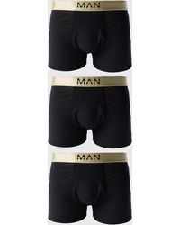 BoohooMAN - 3 Pack Man Dash Gold Waistband Boxers In Black - Lyst
