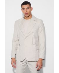 BoohooMAN - Skinny Fit Zip Hem Suit Jacket - Lyst