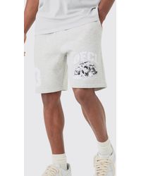 Boohoo - Relaxed Mid Length Ofcl Racing Marl Shorts - Lyst