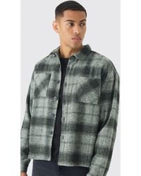 BoohooMAN - Oversized Heavyweight Brushed Check Overshirt - Lyst