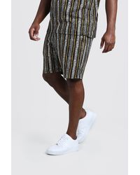 BoohooMAN Big & Tall Stripe Jacquard Short - Black