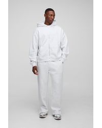 BoohooMAN - 330Gsm Oversized Boxy Zip Through Hooded Tracksuit - Lyst