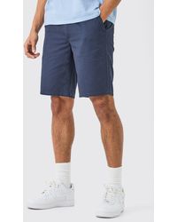 BoohooMAN - Fixed Waist Navy Relaxed Fit Shorts - Lyst
