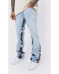 BoohooMAN - Slim Flare Jeans With Camo Panels - Lyst
