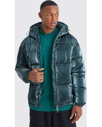BoohooMAN - Metallic Square Quilted Puffer - Lyst