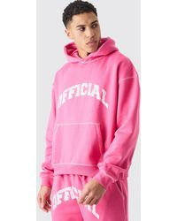BoohooMAN - Oversized Boxy Official Contrast Stitch Hoodie - Lyst
