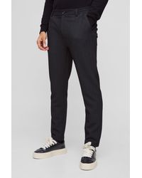 Boohoo - Half Elastic Waistband Stretch Herringbone Tailored Tapered Trouser - Lyst
