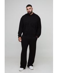 BoohooMAN - Plus Ofclman Oversized Boxy Knitted Hoodie & Regular Fit Jogger Tracksuit - Lyst