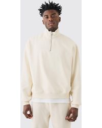 BoohooMAN - Kastiges Oversize Sweatshirt mit 1/4 Reißverschluss - Lyst
