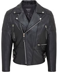 BoohooMAN - Infinity Leather Cowhide Leather Brando Biker Jacket - Garland - Lyst