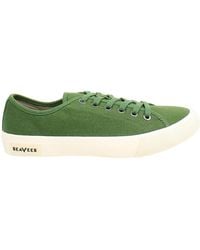 BoohooMAN - Seavees Monterey Sneaker Standard Lace-up Green Canvas Plimsolls - Lyst