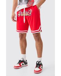 BoohooMAN - Loose Fit Limited Applique Mesh Basketball Short - Lyst