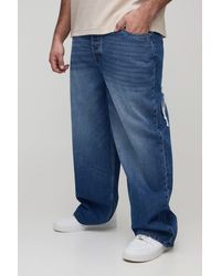BoohooMAN - Plus Rip & Repair Relaxed Fit Jeans - Lyst