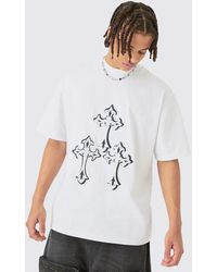 BoohooMAN - Oversized Extended Neck Heavyweight Gothic T-shirt - Lyst
