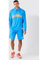 BoohooMAN - Oversized Los Angeles Rugby Mesh Polo & Mesh Shorts Set - Lyst
