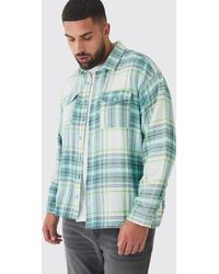 BoohooMAN - Plus Oversized Large Scale Brushed Plaid Shirt - Lyst