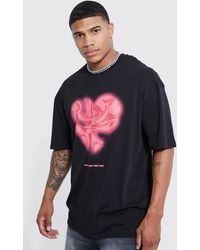 BoohooMAN - Oversized Marble Heart Graphic T-shirt - Lyst