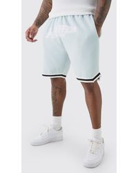 BoohooMAN - Plus Loose Fit Limited Basketball Short In Lt Blue - Lyst