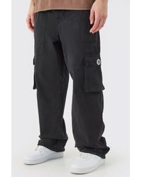 BoohooMAN - Fixed Waist Cargo Zip Pants With Rubberised Tab - Lyst