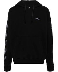 BoohooMAN - Off-white Stitch Diag Design Skate Fit Black Hoodie - Lyst