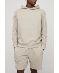 Boohoo - 260Gsm Loopback Basic Regular Fit Over The Head Hoodie And Relaxed Jersey Short Set - Lyst