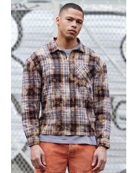 BoohooMAN - Zip Through Boxy Washed Checked Shirt - Lyst