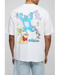 BoohooMAN - Weißes Oversize T-Shirt mit lizenziertem Disney Monsters Inc Print - Lyst