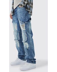 BoohooMAN - Tall Relaxed Rigid Ripped Carpenter Cargo Jean - Lyst