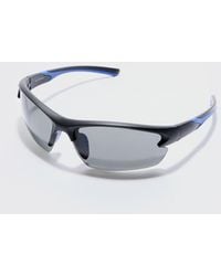BoohooMAN - Rimless Racer Sunglasses In Blue - Lyst