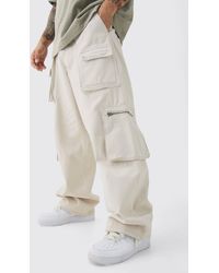 BoohooMAN - Fixed Waist Washed Baggy Cargo Trouser - Lyst
