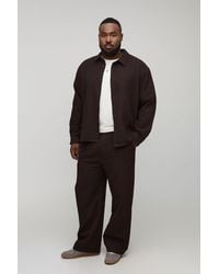 BoohooMAN - Plus Oversized Jumbo Waffle Long Sleeve Shirt & Relaxed Pants Set - Lyst