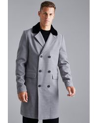 Boohoo - Tall Double Breasted Faux Fur Overcoat - Lyst