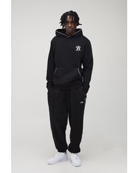 BoohooMAN - Tall Regular B Embroidered Piped Hoodie & Oversized Jogger Tracksuit - Lyst
