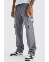 BoohooMAN - Tall Elastic Waist Relaxed Fit Buckle Cargo Jogger - Lyst