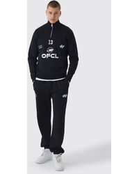 BoohooMAN - Regular Fit Ofcl Embroidered Funnel Neck Tracksuit - Lyst