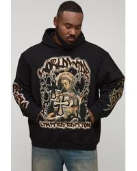BoohooMAN - Plus Oversized Gothic Renaissance Print Hoodie - Lyst