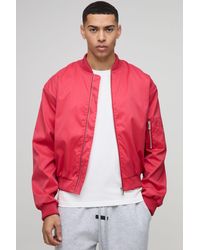 BoohooMAN - Regular Fit Lightweight Washed Look Nylon Bomber Jacket - Lyst