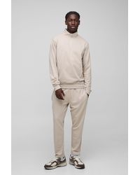 BoohooMAN - Lightweight Basic Regular Fit Quarter Zip Sweatshirt And Relaxed Tapered Jogger Set - Lyst