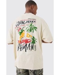BoohooMAN - Oversized Copacabana Printed Back Print T-Shirt - Lyst