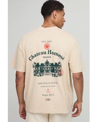 BoohooMAN - Oversized Extended Neck Saint Tropez Print T-Shirt - Lyst