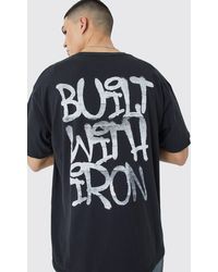 BoohooMAN - Man Active Oversize T-Shirt mit Build With Iron-Print - Lyst
