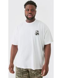 BoohooMAN - Plus Oversized Dice Cherry Embroidered T-shirt In White - Lyst