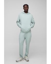 Boohoo - Lightweight Basic Regular Fit Over The Head Hoodie And Relaxed Tapered Jogger Set - Lyst