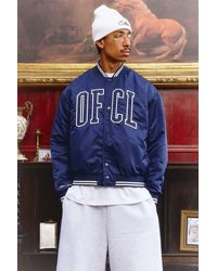 BoohooMAN - Oversized Boxy Ofcl Embroidered Nylon Varsity Jacket - Lyst