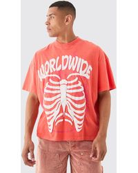 BoohooMAN - Oversized Extended Neck Rib Cage T-shirt - Lyst