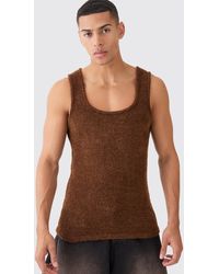 BoohooMAN - Muscle Fit Boucle Textured Knitted Vest - Lyst