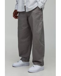 Boohoo - Balloon Fit Pleat Detail Twill Trouser - Lyst