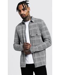 dogtooth jacquard zip through overshirt