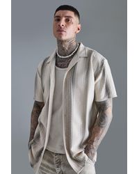 Boohoo - Tall Short Sleeve Oversized Revere Abstract Jacquard Shirt - Lyst