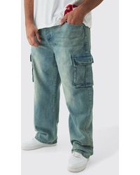 Boohoo - Vaqueros Plus Cargo Holgados Sin Tratar - Lyst
